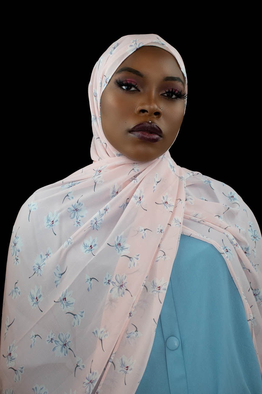 YASMIN FLORAL CHIFFON HIJAB - PINK