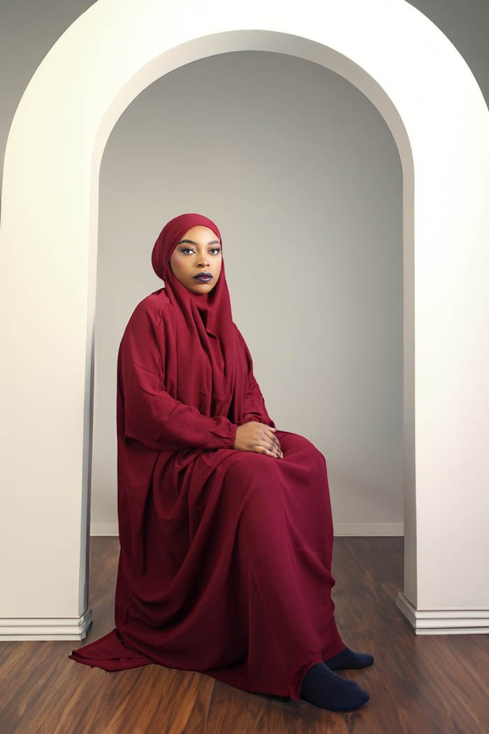 BUTTERFLY JILBAB - BURGUNDY RED