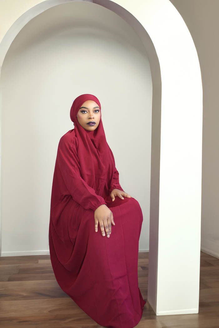 BUTTERFLY JILBAB - BURGUNDY RED