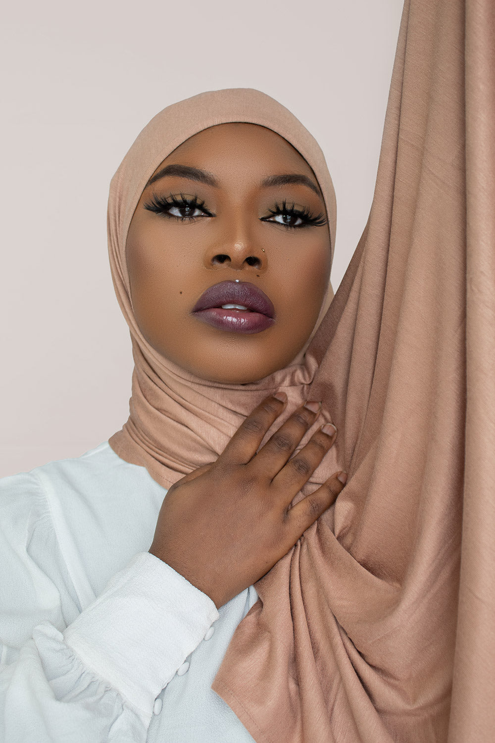INSTANT PRE-SEWN JERSEY HIJAB - DESERT BEIGE