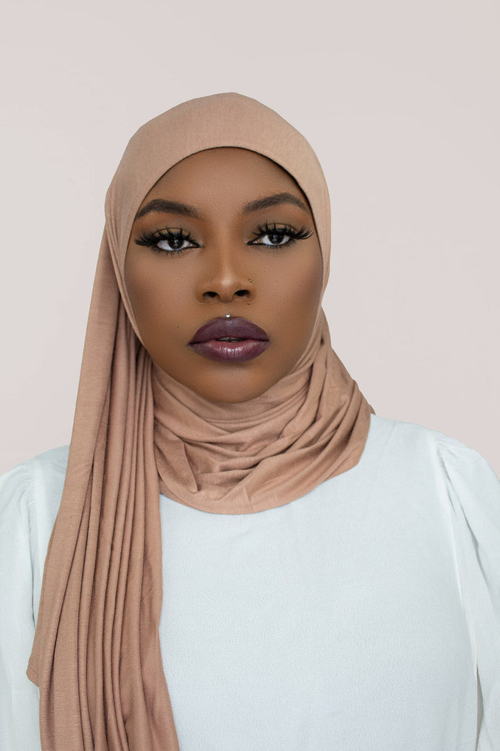 INSTANT PRE-SEWN JERSEY HIJAB - DESERT BEIGE