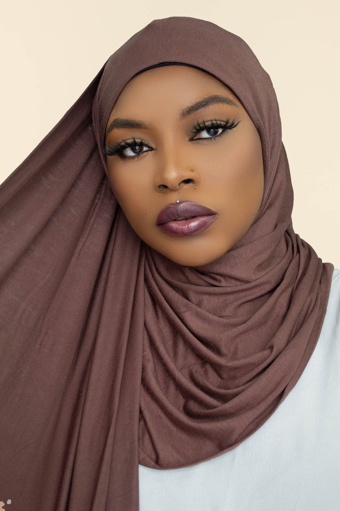 INSTANT PRE-SEWN JERSEY HIJAB - COFFEE