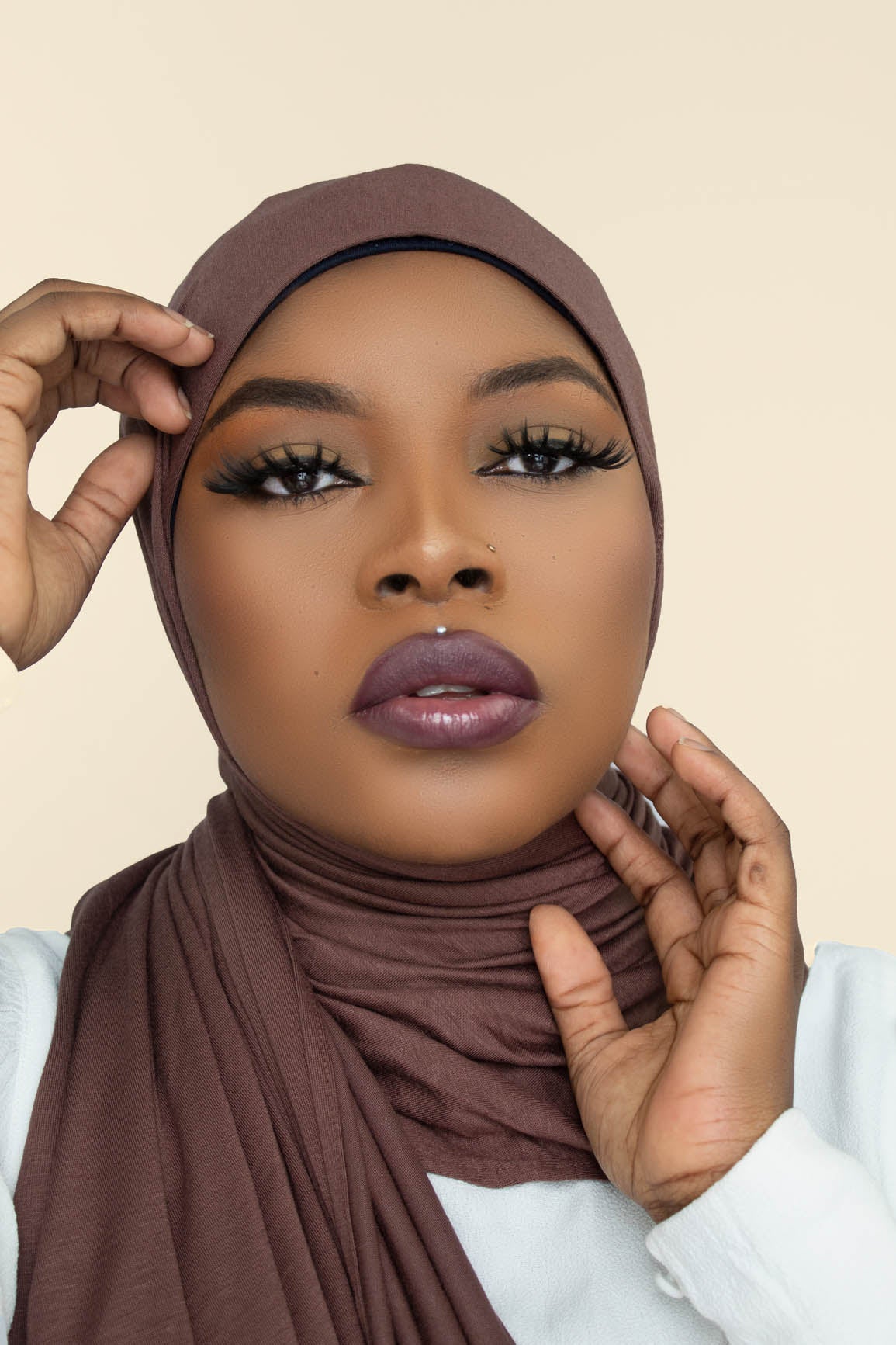 INSTANT PRE-SEWN JERSEY HIJAB - COFFEE