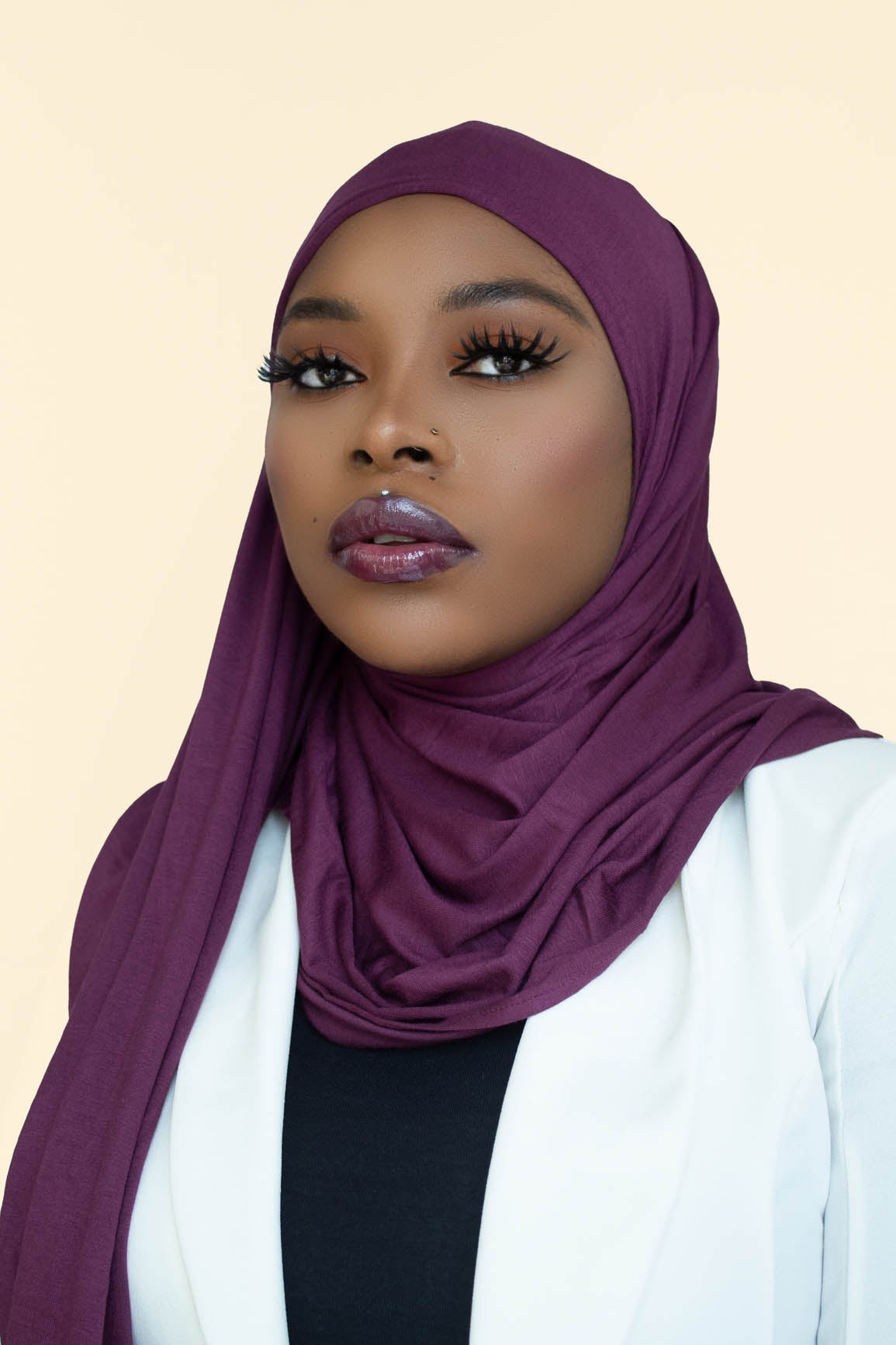 INSTANT PRE-SEWN JERSEY HIJAB - EGGPLANT