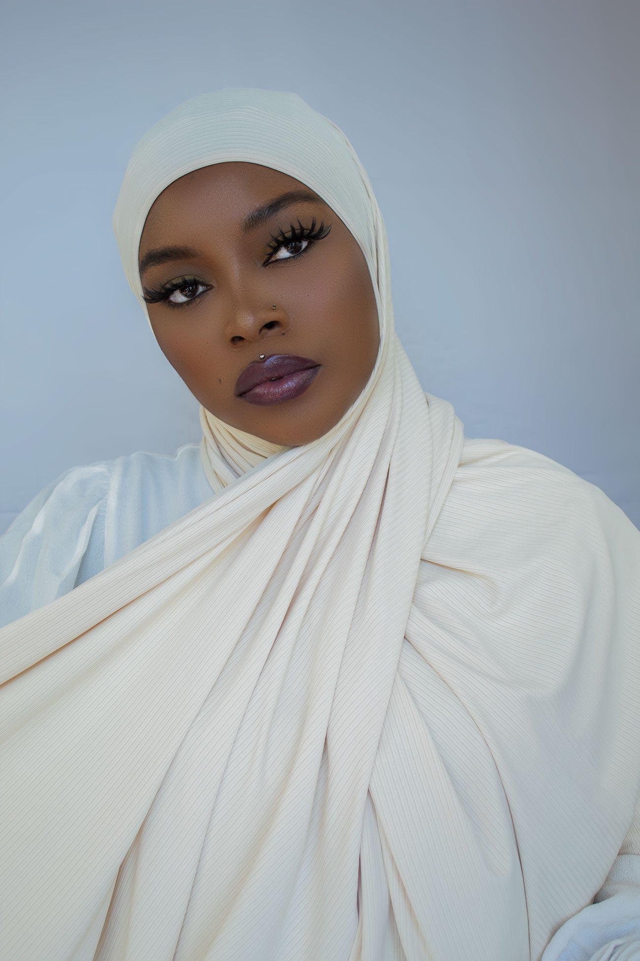 RIBBED JERSEY HIJAB - CREAM