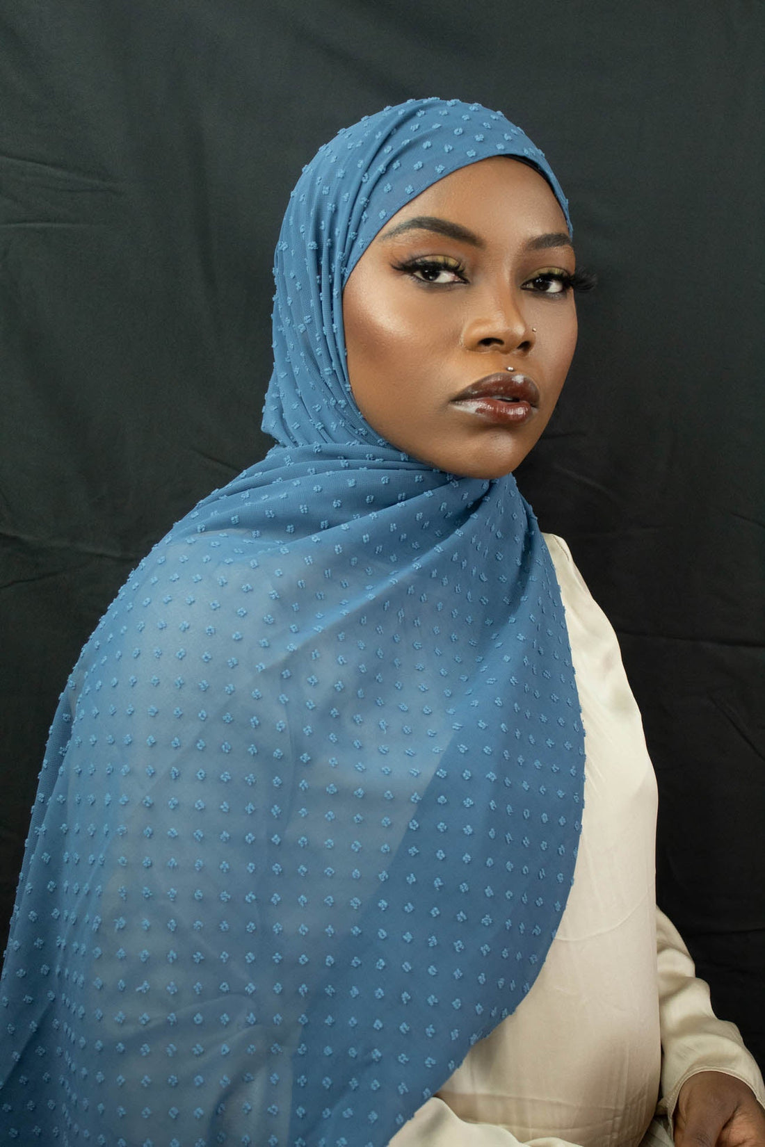 CLASSIC FUZZY BALL CHIFFON HIJAB - AEGEAN