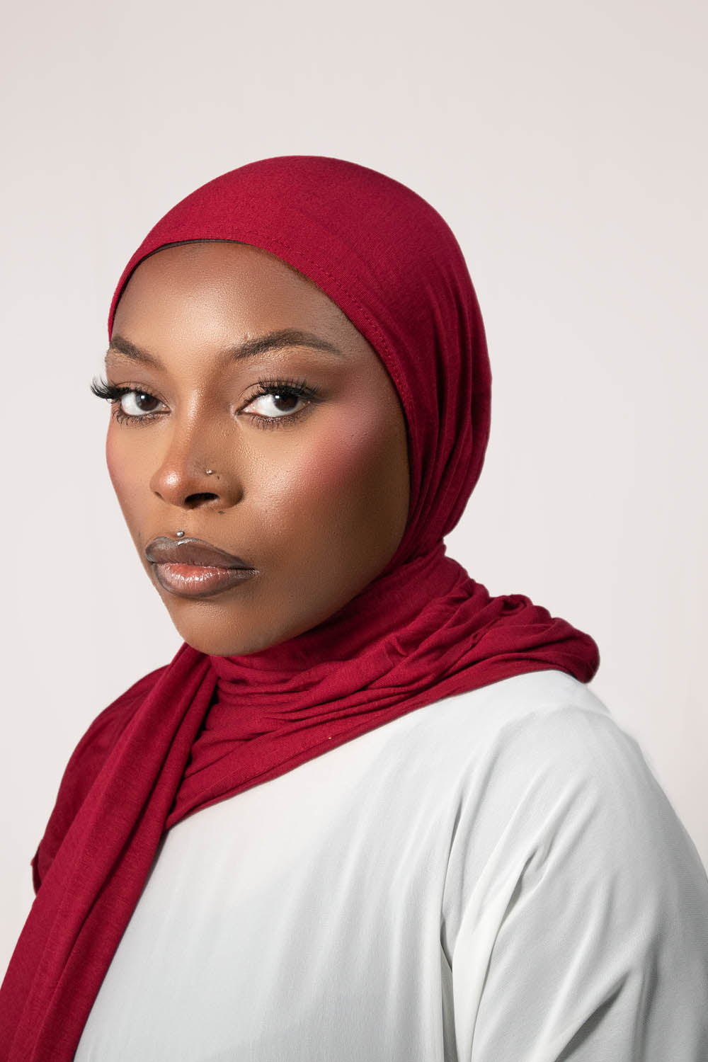 INSTANT PRE-SEWN JERSEY HIJAB - RED