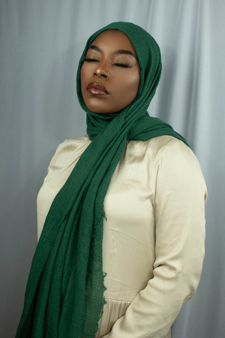 PREMIUM CRINKLE  COTTON  HIJAB - PINE