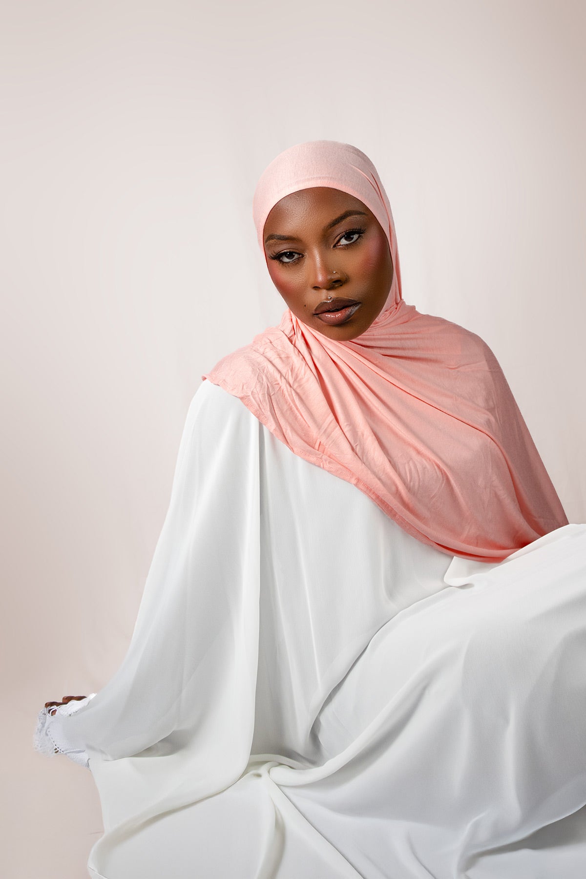 INSTANT PRE-SEWN JERSEY HIJAB - PEACH