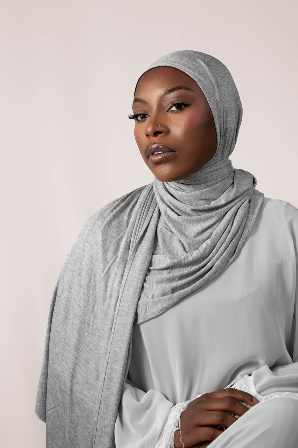 INSTANT PRE-SEWN JERSEY HIJAB- GREY