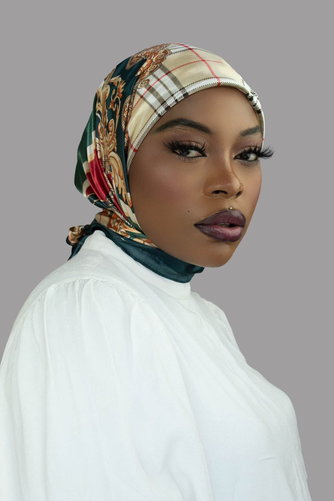 MALAIKA SATIN  SQAURE HIJAB -  OCEAN