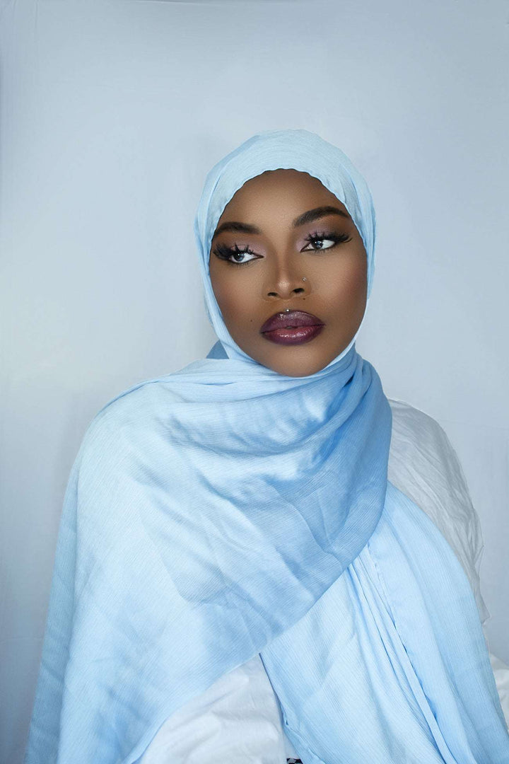 PREMIUM CRINKLE SATIN HIJAB - SKY BLUE