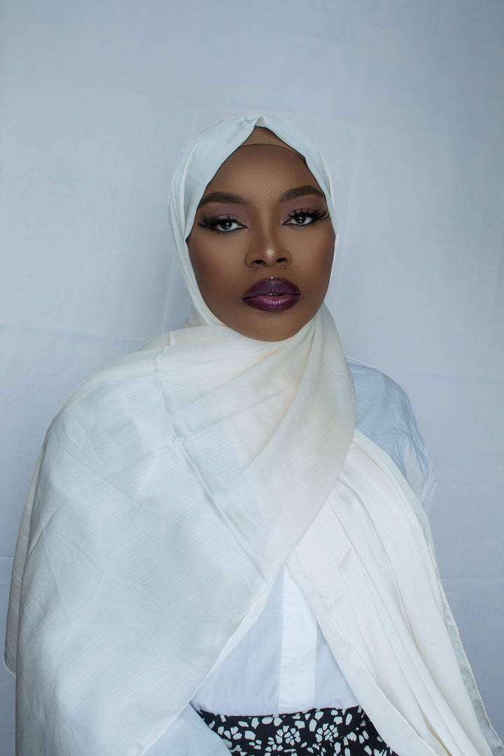 PREMIUM CRINKLE SATIN HIJAB - CREAM