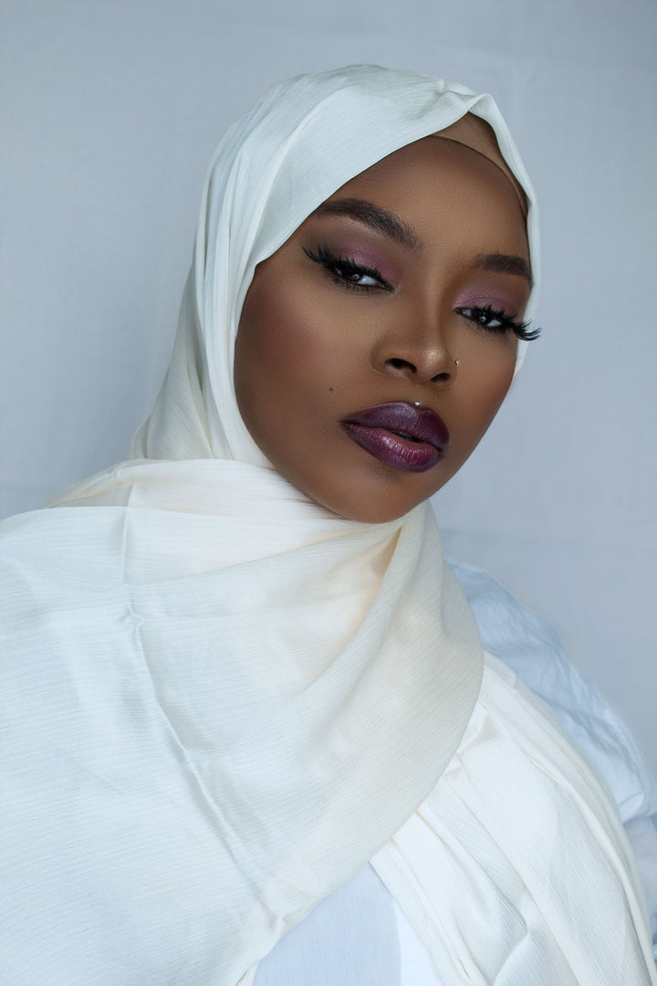 PREMIUM CRINKLE SATIN HIJAB - CREAM