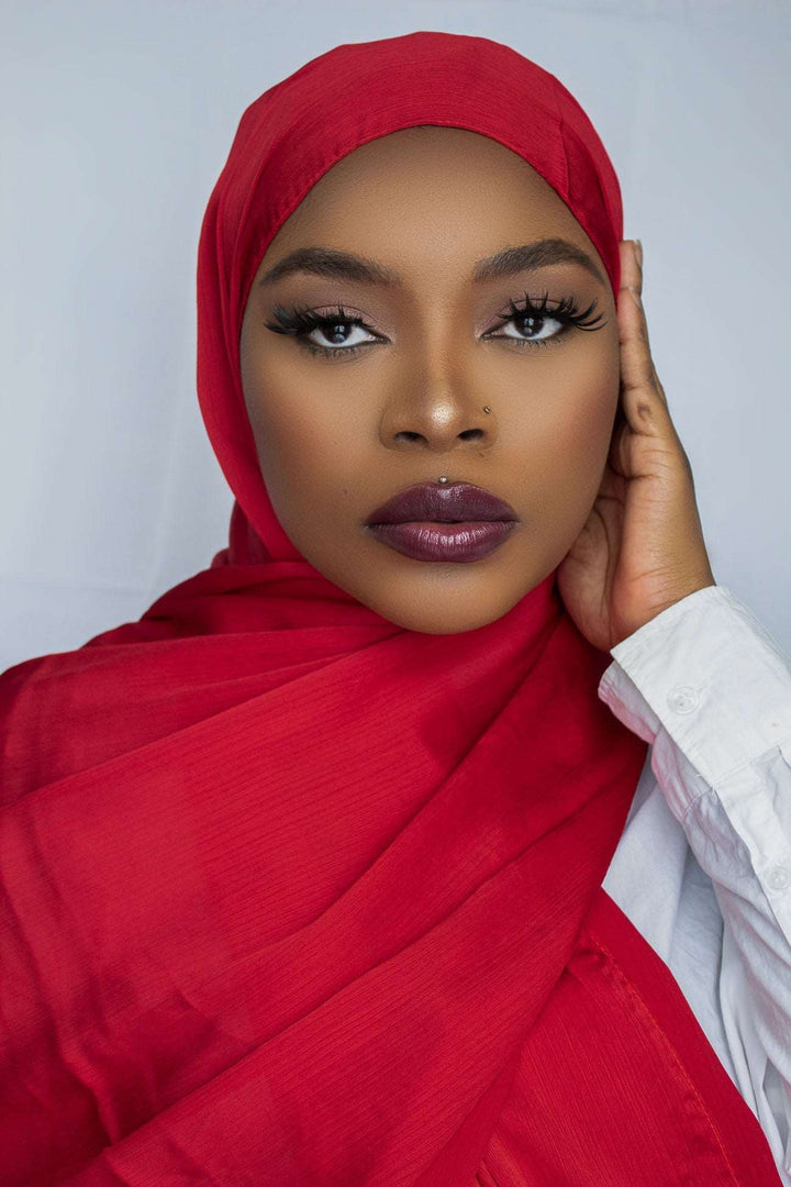 PREMIUM CRINKLE SATIN HIJAB -RED