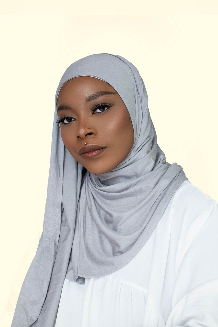 INSTANT PRE-SEWN JERSEY HIJAB - LIGHT GREY