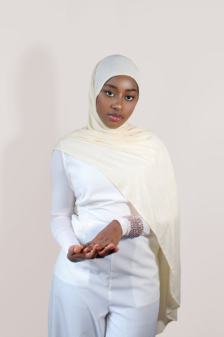 INSTANT PRE-SEWN JERSEY HIJAB - CREAM VANILLA