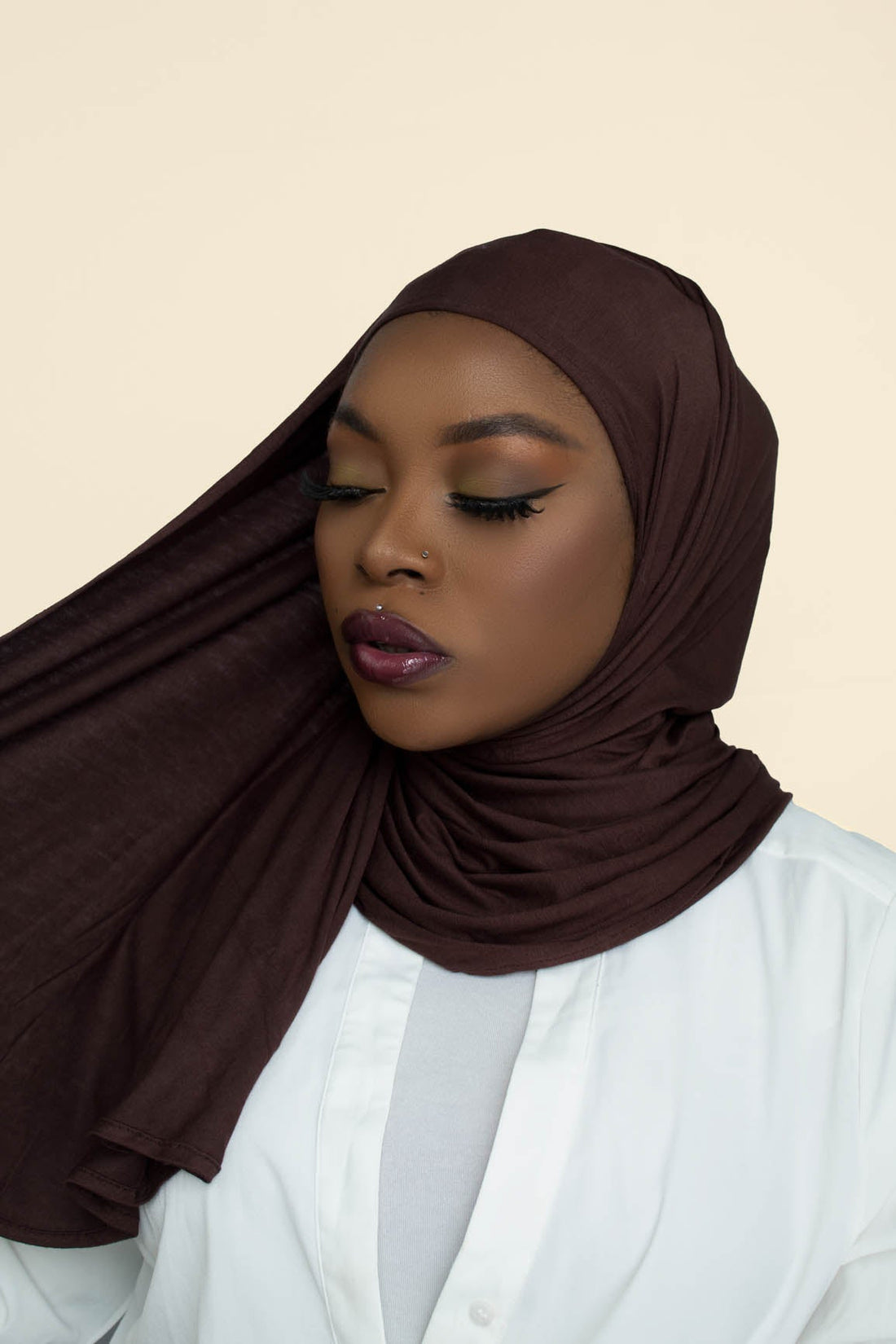 INSTANT PRE-SEWN JERSEY HIJAB - DARK CHOCOLATE