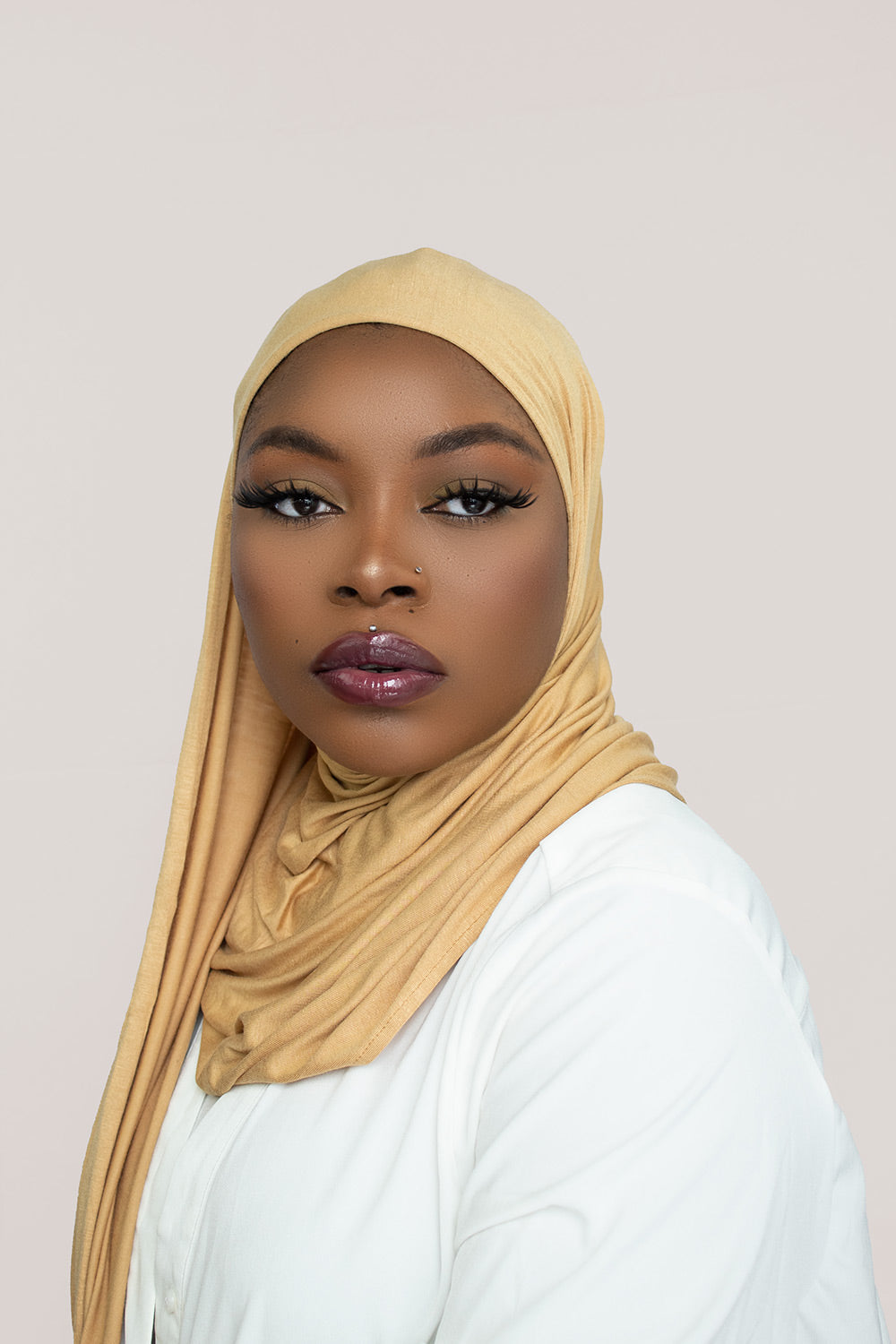 INSTANT PRE-SEWN JERSEY HIJAB- CREAMY CORN