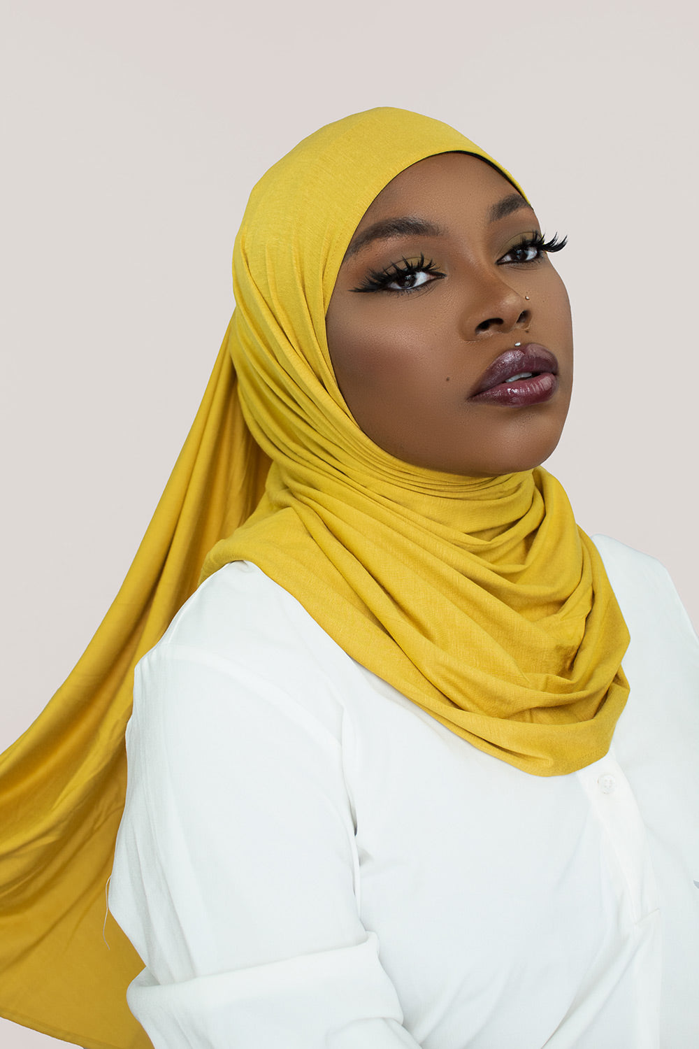 INSTANT PRE-SEWN JERSEY HIJAB -  YELLOW DAISY