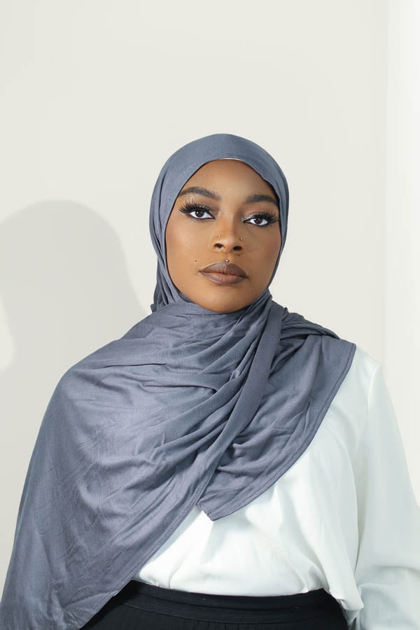 PREMIUM JERSEY HIJAB - STEAL BLUE